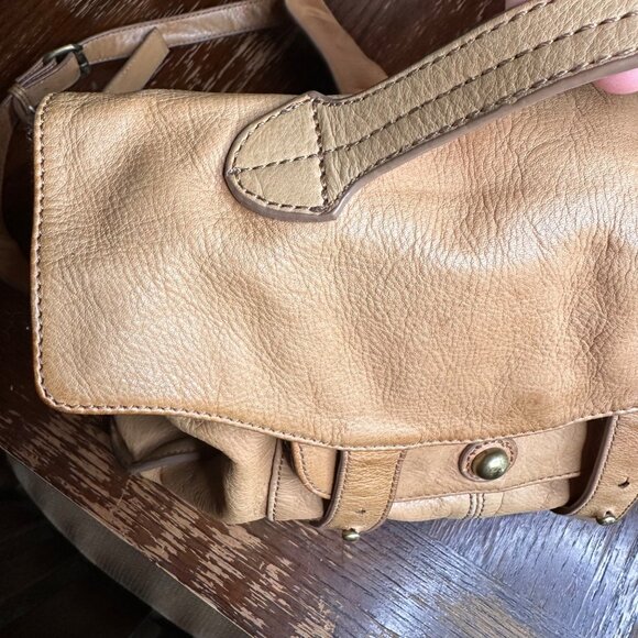 Paul & Joe Sister Tan Leather Y2K Hobo Bag With Adjustable Strap & Multiple Comp - Picture 15 of 16